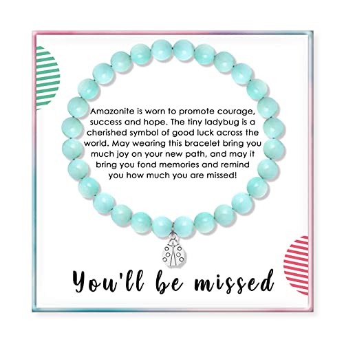 SOLINFOR Coworker Leaving Gifts, Retirement Gifts for Women - Amazonite Beads Farewell Bracelet - Moving Away Goodbye Going Away New Job Good Luck Jewelry Gift Idea for Friends Boss