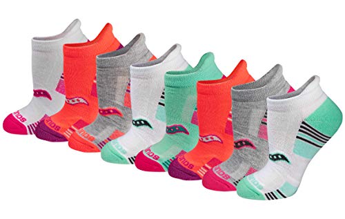 Saucony Women's 8/16 Performance Heel Tab Athletic Socks, Assorted Light (8 Pairs), Medium