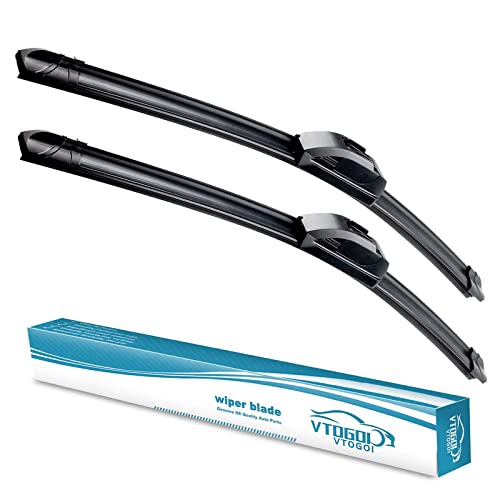 VTOGOI OEM Quality 24''+20'' Premium All-Season Auto Windshield Natural Rubber J-Hook Wiper Blades(Pack of 2)
