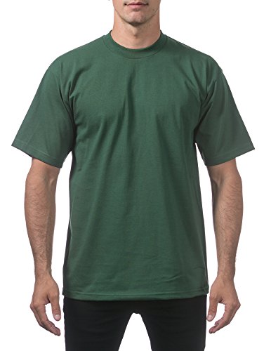 Pro Club Men's Heavyweight Cotton Short Sleeve Crew Neck T-Shirt, Forest Green, Medium