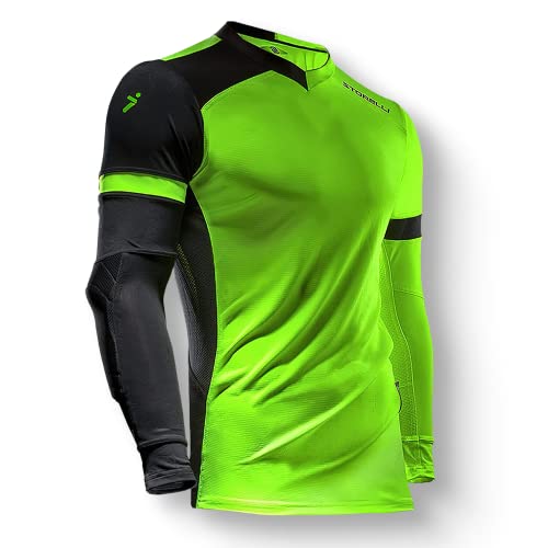 Storelli ExoShield Gladiator Goalkeeper Jersey, High-Impact Protection, Sweat-Wicking, Breathable Athletic Shirt for Soccer & Heavy-Duty Sports, Green, Large