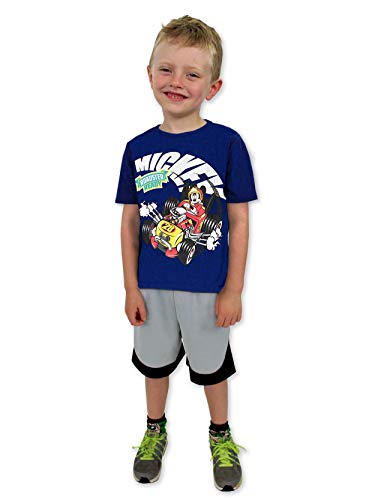 Mickey Mouse and The Roadster Racers Boys Short Sleeve Tee (2T, Navy)