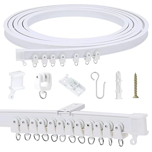 Flexible Bendable Ceiling Curtain Track, 5m (16.4ft), Ceiling Mount, for Curtain Track with Track Curtain System, RV Curtain Spacer, Curtain Ceiling Track, white