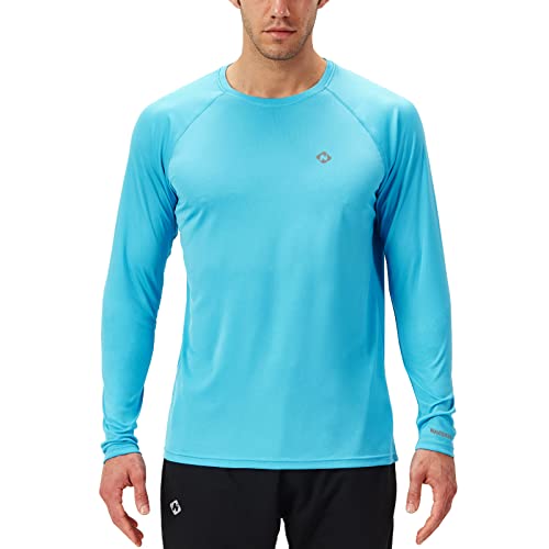 NAVISKIN Men's Sun Protection UPF 50+ UV Outdoor Long Sleeve Shirts Sea Blue Size XXL