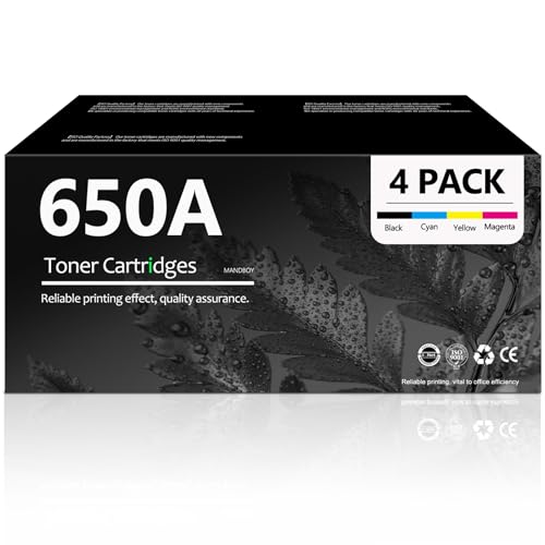 650A Toner Cartridges 4 Pack CE270A CE271A CE272A CE273A Replacement for HP 650A Toner Color Enterprise CP5525 CP5525dn CP5525n CP5525xh M750dn M750n M750xh Printer (Black/Cyan/Magenta/Yellow)