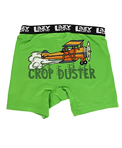 Lazy One Funny Boxer Briefs for Men, Underwear for Men, Farm, Airplane (Crop Duster, Large)
