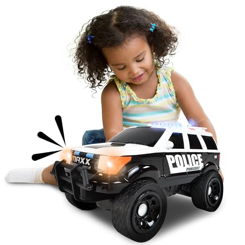 Sunny Days Entertainment Maxx Action 12’’ Large Police Car Toy – Siren Sounds and Bright Lights | Motorized Drive and Soft Grip Tires | Rescue SUV Patrol Vehicle for Kids 3-8
