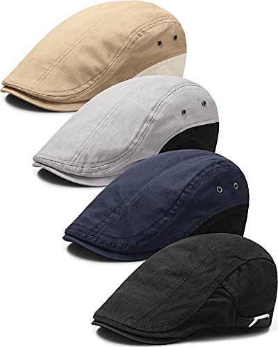 4 Pieces Newsboy Hats for Men Summer Cabbie Cap Newsboy Flat CapIvy Cap Newsboy Hunting Hat for Men (Classic Style)