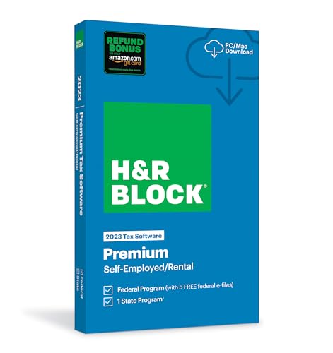 H&R Block Tax Softrware Premium 2023 with Refund Bonus Offer (Amazon Exclusive) (Physical Code by Mail)