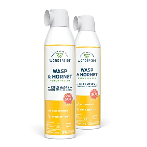 Wondercide - Wasp and Hornet Killer Aerosol Spray with Natural Essential Oils - Kill Wasps, Hornets,and Yellow Jackets - for Porch, Patio, and Outdoor Areas - Pet and Family Safe - 10 oz - 2 Pack
