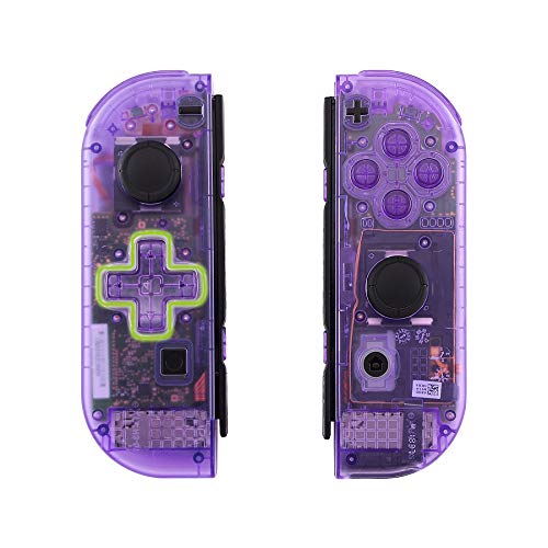 eXtremeRate Clear Atomic Purple Joycon Handheld Controller Housing (D-Pad Version) with Full Buttons, DIY Replacement Shell Case for Nintendo Switch & Switch OLED Joy-Con – Console Shell NOT Included