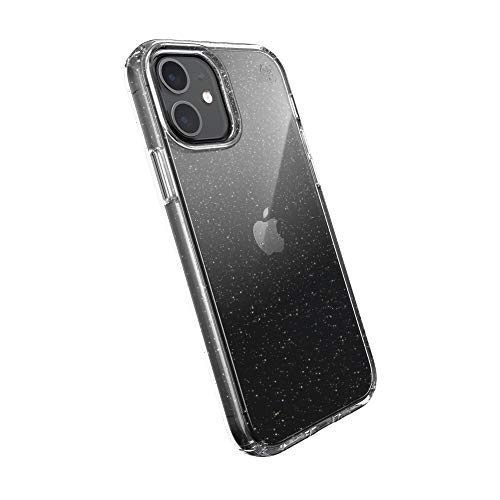 Speck Products Presidio Perfect-Clear + Glitter iPhone 12, iPhone 12 Pro Case, Clear with Gold Glitter/Clear