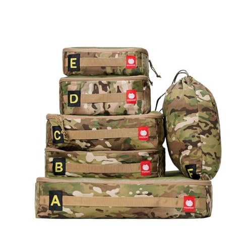 MAUHOSO Tactical Packing Cubes,Camo Packing Cubes,Luggage Set Packing Organization Travel Accessories,YKK Zipper Water-Resistant,Military standard Travel Organizer Bag(Multicam) 6-PACKS