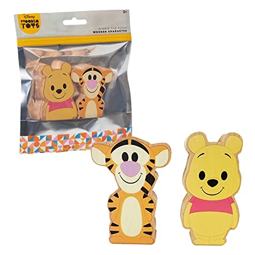 Just Play Disney Wooden Toys 2-Piece Figure Set with Winnie the Pooh & Tigger, Officially Licensed Kids Toys for Ages 2 Up