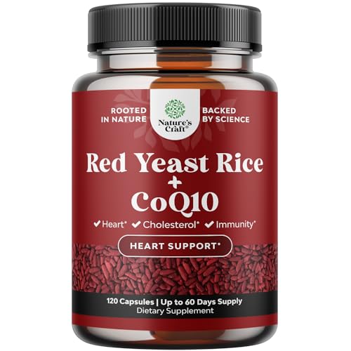 Red Yeast Rice with CoQ10 Supplement - Extra Strength Red Yeast Rice 1200 mg. Capsules with CoQ10 100mg Per Serving - Heart Health Supplement 3rd Party Tested Vegan Non-GMO & Citrinin-Free (2 Months)