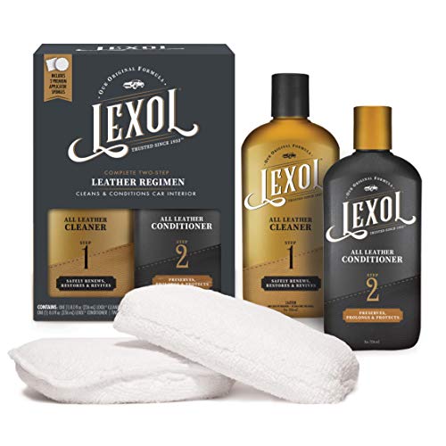 Lexol All Leather Cleaner and Conditioner Kit for Car Seats and Interiors, Couches and Furniture, Shoes and Boots, Baseball Gloves and Horse Saddles, Two 16.9 oz Bottles and Two Sponges