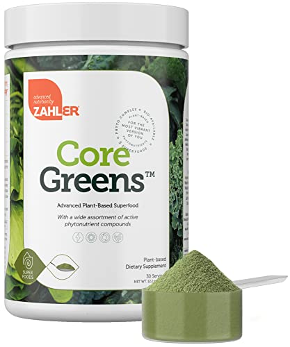 Zahler Core Greens Powder Nutrition Supplements - Superfood Powder - Super Green Juice & Smoothie Mix - Phytonutrient Rich Super Greens Powder with Spirulina, Chlorophyll & More - Kosher Superfood