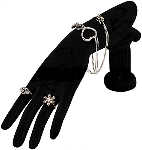 ChezMax Hand Model Holder Resin Mannequin Shaped Bracelet Holder Jewelry Display Jewelry Stand for Home Organization, Black Velvet