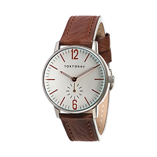 TOKYOBAY Grant - 40mm Men's Leather Watch (Brown)