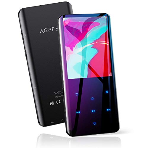 MP3 Player with Bluetooth 5.3, AGPTEK A19X 2.4' Curved Screen Portable Music Player with Speaker Lossless Sound with FM Radio, Voice Recorder, Built in 32GB, Supports up to 128GB, Black
