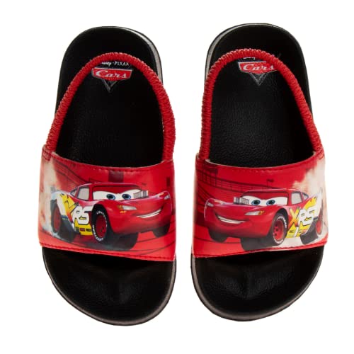 Disney Pixar Cars Lightning McQueen Slides- Summer Sandal Red (size 7-8 Toddler)