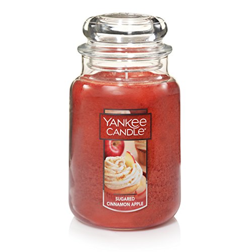 Yankee Candle Sugared Cinnamon Apple Scented, Classic 22oz Large Jar Single Wick Aromatherapy Candle, Over 110 Hours of Burn Time, Perfect for Fall and Autumn Home Décor