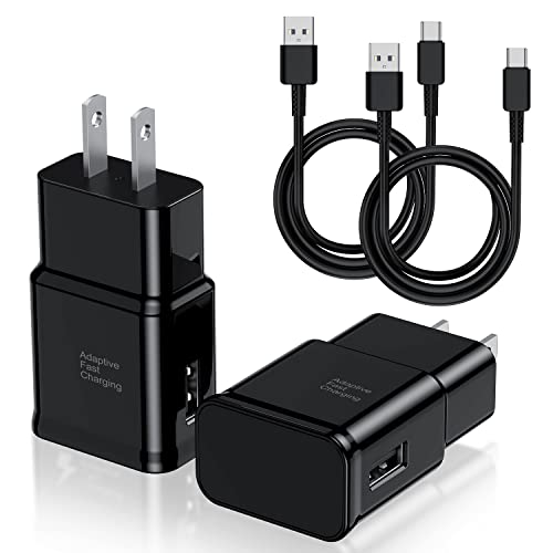 Type C Charger Fast Charging, 2 Pack USB C Android Phone Wall Charger Block & 6ft Charge Cable Cord, for Samsung Galaxy S8 / S9 / S10 Plus Active S10e, S20 / S21 Ultra Plus, Note 8 9 10, Pixel 3 etc