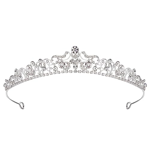 SWEETV Silver Wedding Tiaras and Crowns, Rhinestone Bridal Crown Princess Tiara Headpieces for Women and Flower Girls