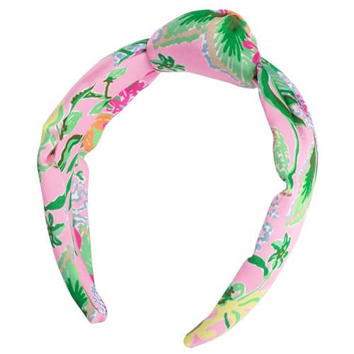 Lilly Pulitzer Pink Top Knot Headband for Women, Colorful Knotted Headband, Cute Hair Accessories for Women & Girls, Via Amore Spritzer
