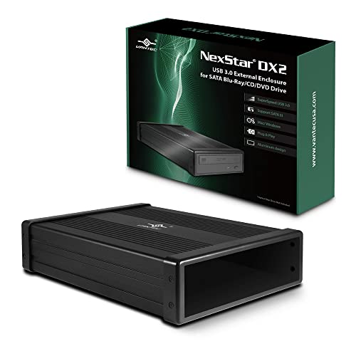 Vantec NexStar DX2 USB 3.0 External Enclosure Design for 5.25' Blu-Ray/CD/DVD SATA Drive, Second Generation of DX, No Drivers Needed, Aluminum Alloy (NST-540S3-BK)
