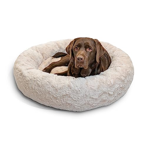 Best Friends by Sheri The Original Calming Donut Cat and Dog Bed in Lux Fur Oyster, Large 36'