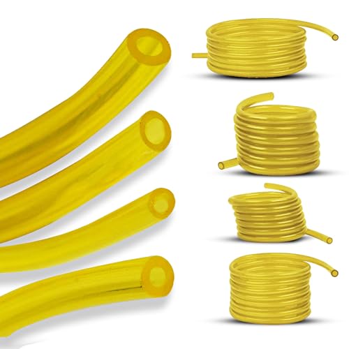 4 Sizes Petrol Fuel Gas Line Pipe Hose Tubing For String Trimmer Chainsaw Blower Lawn Mower and other Power Tools For 2 Cycle Small Engine for Poulan, Craftman (Yellow 4PC)