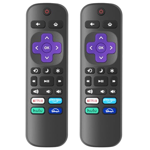 2 Pack Replacement TV Remote Controls for Roku TV, Infrared Remote Only for Smart TV (Not for Stick or Box)