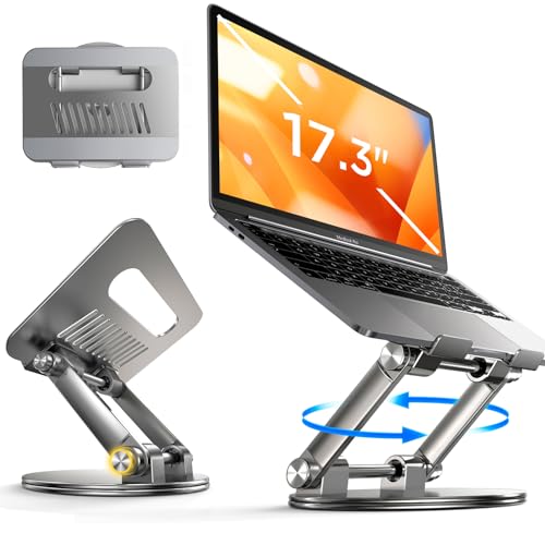 LISEN Adjustable Laptop Stand for Desk, 360 Rotating Laptop Stand, Ergonomic Laptop Stand Foldable & Portable Computer Stand, for Collaborative Work Fits MacBook/All Laptops up to 16 inches