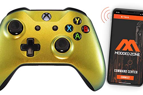 MODDEDZONE Custom MODDED Wireless Controller for Xbox One S/X and PC - With Unique Smart Mods - Best For First Person Shooter Games - Handcrafted by Experts in USA with Unique Design - Chameleon