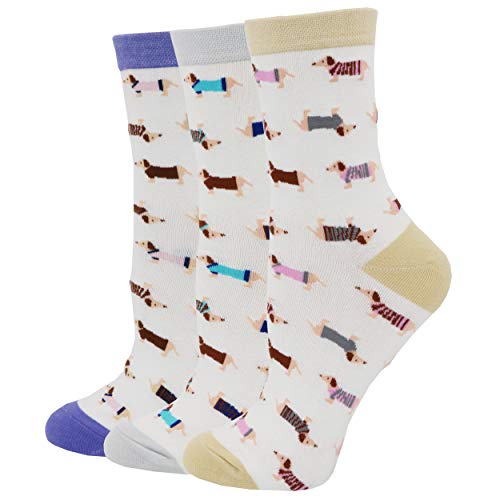 Pomlia Women's Haute Dachshund Dog Socks Casual Crew Socks Animal Cute Socks Gifts for Women