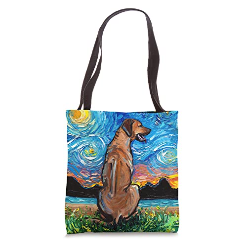 Rhodesian Ridgeback Starry Night Dog Official Art by Aja Tote Bag