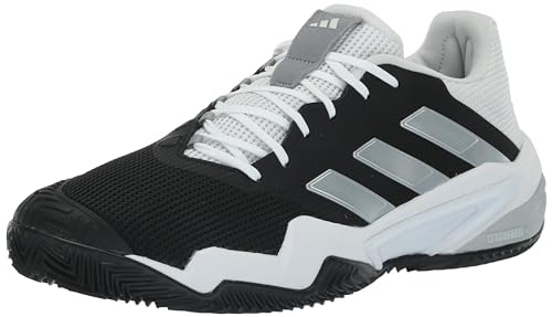 adidas Men's Barricade 13 Clay Sneaker, Black/White/Grey, 10