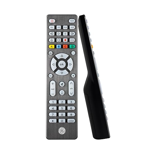 GE Universal Remote Control, Samsung TV Remote, TV Remote for Roku TV,Vizio, LG, Sony, Sharp, Roku, Apple TV, TCL, Panasonic, Smart TVs, Streaming Players, Blu-ray, DVD, 4-Device, Graphite,48848