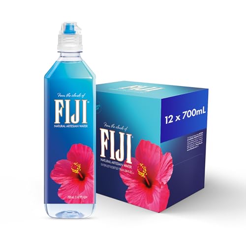 FIJI Natural Artesian Bottled Water 700 mL / 23.7 Fl Ounce (Pack of 12) - Sports Cap