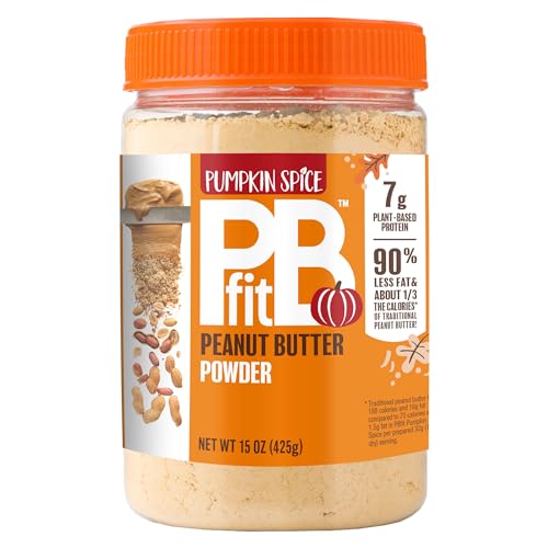 PBfit Pumpkin Spice All-Natural Peanut Butter Powder, Powdered Peanut Spread From Real Roasted Pressed Peanuts, 15 Oz