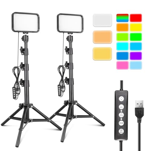 Torjim RGB Photography Video Lighting,Studio Lights with Adjustable Tripod Stand - 16 Color Lighting for Video Recording/YouTube/TikTok/Live Streaming/Make up/Vlogging