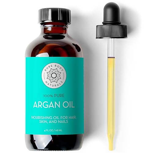 Pure Body Naturals Argan Oil for Skin and Face, 4 fl oz - Cold Pressed, Light, Pure Argan Oil for Hair - Aceite de Argan