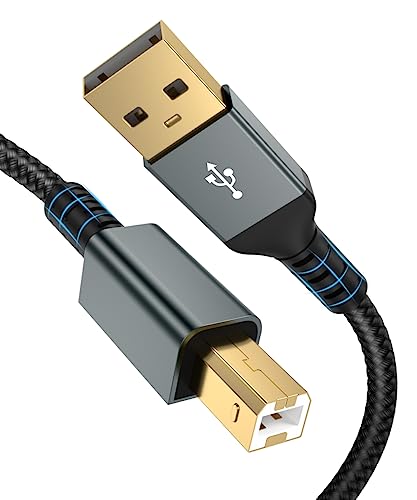 15FT USB Printer Cable - High Speed Type A Male to B Male Scanner Cord Compatible with HP, Canon, Epson, Dell, Brother, Lexmark, Xerox, Samsung & Piano, DAC