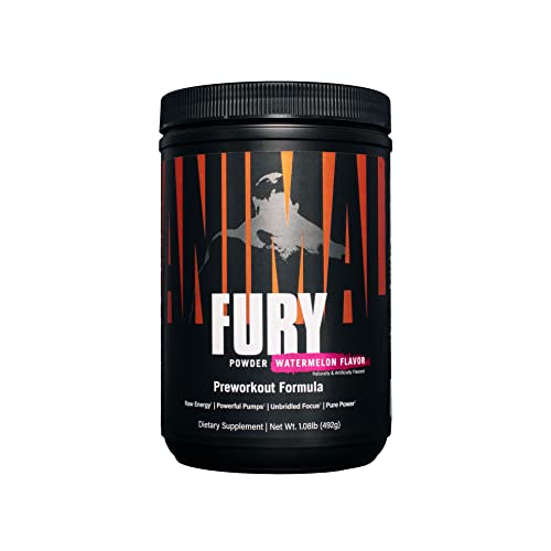 Animal Fury Pre Workout Powder Supplement for Energy and Focus 5g BCAA 350mg Caffeine Nitric Oxide Without Creatine Powerful Stimulant for Bodybuilders, Watermelon, Watermelon, 16.96 Ounce