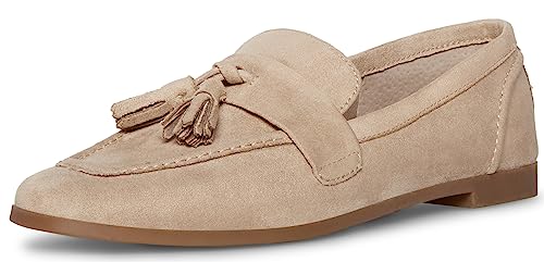 Steve Madden Colorado Tan Squared Toe Slip On Tassel Loafer Dress Flats Shoes (Tan Suede Tassel, 7.5)