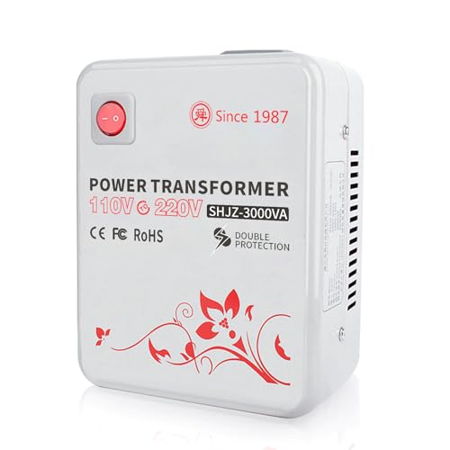 SUNSHUN 3000W Step Up Voltage Converter, Heavy Duty Power Step Up Transformer 110v to 220v, Temperature Control Protection Voltage Converter for Using Asian European Appliances in US