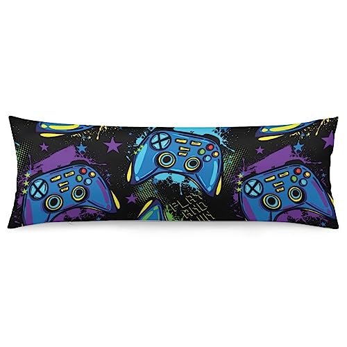 LynaRei Body Pillow Cover 20x54 Inches Colorful Game Joystick Long Pillow Case Protector with Hidden Zipper Closure Video Game Player Ultra Soft Body Pillowcase for Home Bedding