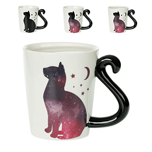 infloatables Cat Mug Color-Changing - 3D Ceramic Black Cute Coffee Mug - Holds 12 Ounces - Heat Sensitive Moon Cat Cup - Cat Coffee Mugs for Cat Lovers - Valentines Day Gifts for Him/Her