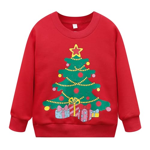 NUBEEHOHO Toddler Sweatshirt Christmas Tree Sweater Crewneck Long Sleeve Boy Girls Cartoon Graphic Shirt Tops 8282-4T